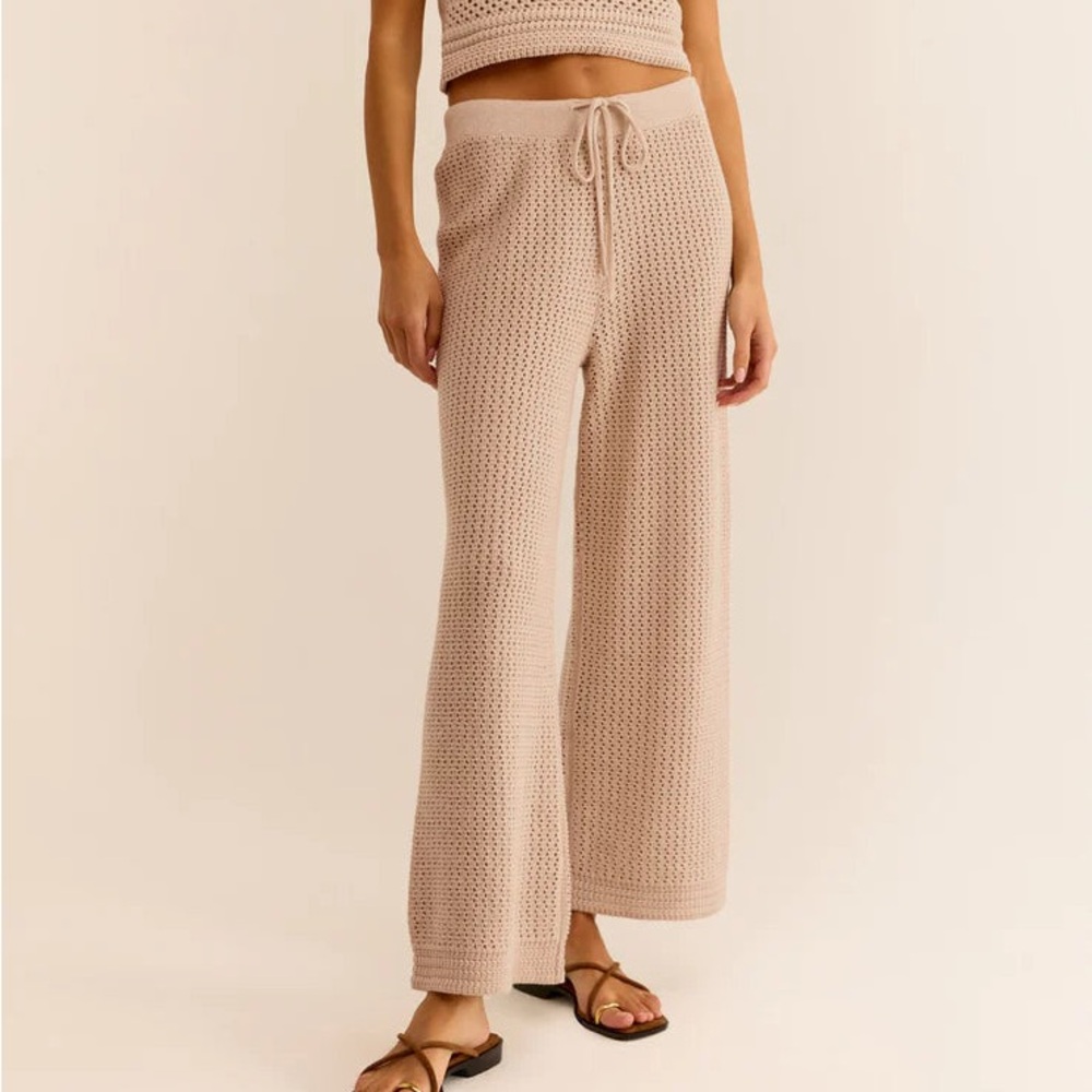 Z Supply Cream Knit Drawstring Pants
